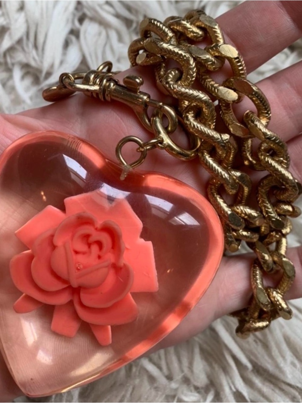 Vintage Betsey Johnson Lucite rose necklace